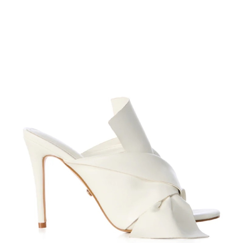 AZALEA WANG White Vegan Leather Mule Sandals - Picture 2 of 4